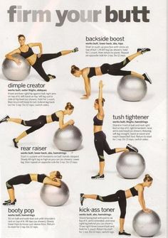 a woman doing exercises on an exercise ball