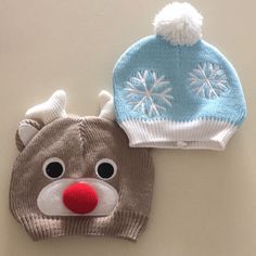 Bundle Two Hats New Check Out My Other Christmas Items Baby Cowboy Hat, George Hats, Fur Pom Pom Beanie, Winter Headbands, Bear Hat, Baby Cowboy, Minnie Mouse Ears, Month Colors