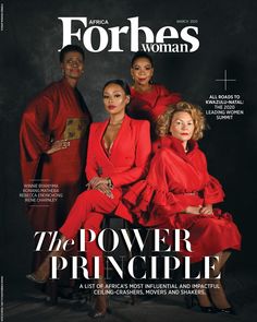 four women in red outfits are featured on the cover of forces woman magazine, which features an article about power and style