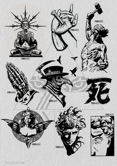 an old school tattoo design with various symbols