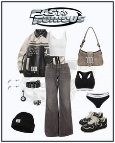 2 Fast 2 Furious Outfits, Y2k Fast And Furious, Fast And Furious Y2k, Street Racing Outfit For Women, Fast N Furious Outfits