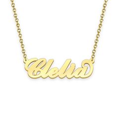 Clelia name necklace Gold Custom Necklace, Personalized Gifts For Her 
								Add something extra special to your jewelry box with Name Necklace Official engravable necklaces.
								The Clelia's 14k gold name necklace is best gifts for Clelia. Name Necklace Official provides affordable engravable jewelry that won't 
								break the bank. In addition, these pieces make for very thoughtful and appreciated gifts for friends and family. 
								And whether valentine's day gifts, mother's day gifts, christmas gifts, wedding gifts, graduation gifts, birthday gifts,
								 NAME NECKLACE are all the best gift choice store. Engravable Jewelry, Name Necklace Gold, Gold Name Necklace, Personalized Gifts For Her, Engraved Jewelry, Gifts Birthday, Engraved Necklace, Necklace Personalized, Gifts Wedding