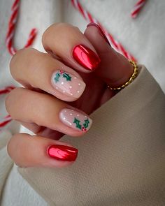 Get into the spirit of the season with enchanting Christmas nail designs that will add a touch of magic to your holiday look. From glittering snowflakes and shimmering ornaments to classic red and green hues, these festive nail art ideas are perfect for celebrating the most wonderful time of the year. Whether you prefer elegant and sophisticated designs or playful and whimsical patterns, let your fingertips be a canvas for spreading joy and cheer. Embrace the holiday vibes with dazzling nails that will make you the belle of the Christmas ball. Deck your nails with holiday spirit and let your hands sparkle with every gesture! #ChristmasNails #FestiveManicure #HolidaySparkle 💅🎁 Nail Art Noel, Red Nail Designs, Festival Nails, Xmas Nails