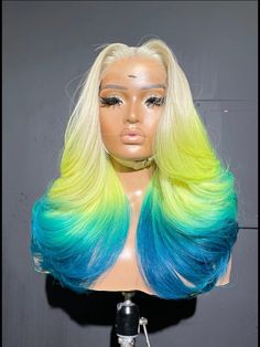 Creative Wig Styles, Unique Wig Hairstyles, Unique Wig, Vibrant Hair Color Ideas, Exotic Hair Color, Wig Maker, Vibrant Hair Color, Lace Wigs Styles, Colorful Wigs