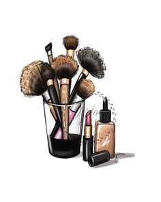 Makeup Brushes | Makeup Artist | Fashion Wall Art | Makeup Vanity | Makeup Wall Art | Makeup Decor | Makeup Frames Decor, Makeup Pictures Wallpaper, Makeup Brushes Drawing, Make Up Artist Logo Design, Make Up Quotes, Professional Makeup Artist Kit, Eyeliner Trends, Lover Makeup, Make Up Kits