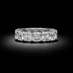 Asscher Cut Eternity Band Emerald Cut Wedding Band, Eternity Band Set, Swarovski Crystal Rings, Swarovski Crystal Hearts, Asscher Cut Diamond, Diamond Eternity Band, Asscher Cut, Eternity Wedding Band, Eternity Ring Diamond