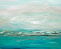 an abstract painting of the ocean and sky