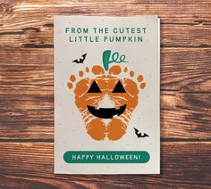 a greeting card with an image of a pumpkin on it and the words from the cutest little pumpkin go happy halloween