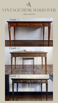 an old desk is transformed into a vintage desk makeover