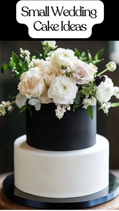 elegant and simple small wedding cake Boho Wedding Cake Ideas, Simple Wedding Cake Small One Tier, One Tier Wedding Cake, Two Tier Wedding Cake