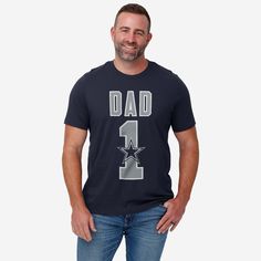 He’s not just your dad, he’s the best one around! A dad as amazing as yours deserves a shirt that shows off his favorite team. Make sure everyone knows how great of a dad and fan he is with this Dallas Cowboys #1 Dad T-Shirt. This top features a design that showcases your all-important team colors and a bold team logo display across the chest, meaning this t-shirt will prove your unmatched dedication to the Dallas Cowboys when you’re at the game or watching at home with your #1 family. In other Dallas Cowboys Shirts, Cowboy Outfits, Logo Display, Cowboys Shirt, One Piece Pajamas, Team T Shirts, Team Shirts, Everyday Wardrobe, Dallas Cowboys