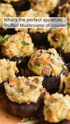 an image of stuffed mushrooms with cheese on them