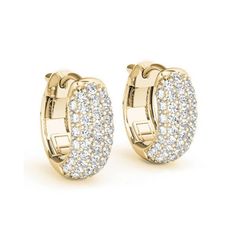 14K Yellow Gold - 18K Yellow Gold Edelweiss Jewelry, Pave Diamond Earrings, Diamond Huggie Earrings, Diamond Decorations, Diamond Huggies, Huggie Earring, Diamond Hoop Earrings, Huggie Earrings, Opal Earrings