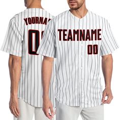 two baseball players wearing their uniforms for the team name and number on each jersey,