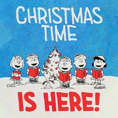 there is a christmas time poster with the peanuts on it's front and back