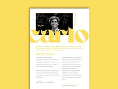 a yellow brochure with the words carol on it