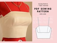 a sewing pattern for a crop top with an attached bustle and back, showing the cut