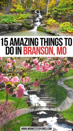 flowers and trees with text that reads 15 epic things to do in branon, mo