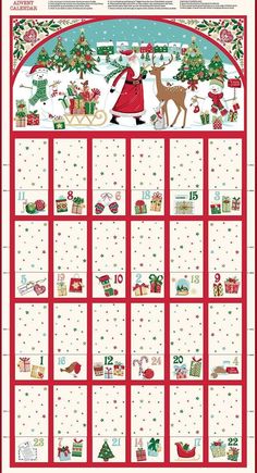 a christmas calendar with santa and reindeers on it