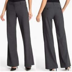 Nwt Theory Emery Wide-Leg Trouser Pantsuit . Size 4 Charcoal Color 370124 Gray Full-length Dress Pants For Work, Charcoal Color, Black Gray, Pant Jumpsuit, Black And Grey, Wide Leg, Size 4, Trousers, Grey