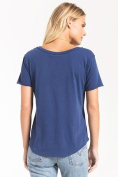 Yes, please! We are proud to introduce you to your new favorite tee, the Organic Cotton V-Neck Tee, made from the softest organic cotton jersey knit fabric we could find. This tee gets an update from the classic style with unique raw edge details and will quickly become a wash-and-wear favorite. 100% Organic Cotton Blue V, Yes Please, Jersey Knit Fabric, Indigo Blue, Raw Edge, V Neck Tee, Fashion Tees, Knit Jersey, Classic Style