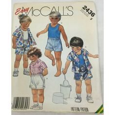 children's shorts and top sewing pattern, size 3 - 6