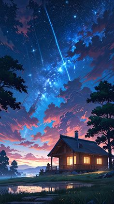 Night Sky 🌌 #wallpaper #space #anime Anime Sky Wallpaper, Space Anime, Sky Anime, Sky Wallpaper, Wallpaper Space, Night Sky