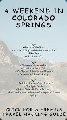 the back cover of a travel guide for colorado springs