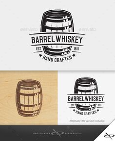 barrel whiskey logo design with wood grain - food and drink logo templates on behance