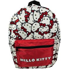 - Hello Kitty Bioworld Backpack - With Zipper And One Side Pocket - Color: White, Red & Black - Material: - Style # Bpy68g6hkcmr00 - Available In: 1 Sanrio Backpack, Sanrio Bags, Sanrio Bag, Backpack Organization, Kitty Stuff, Middle Schoolers, Plush Backpack, Hello Kitty My Melody, Hello Kitty Plush