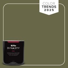 a can of paint with the words color trend 2055 on it and a white frame