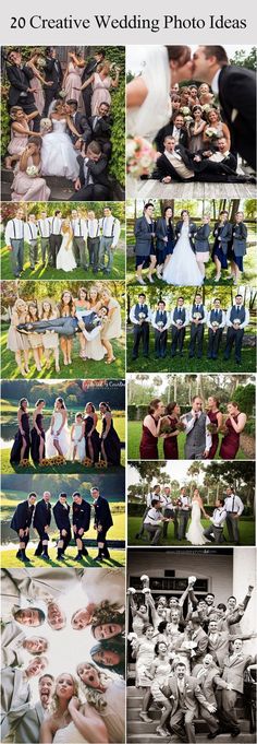 the wedding photo collage is shown with many different pictures