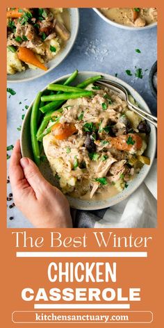 the best winter chicken casserole recipe is in this postcard style photo and it's ready to be eaten