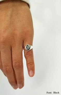 Sterling Silver Pinky / Baby Signet Monogram Ring, 925 Silver Dainty Oval Ring | eBay Silver Initial Ring With Oval Shape, Classic Oval Sterling Silver Initial Ring, Stamped White Gold Oval Ring, Classic Open Ring With Stamped 925 Initial, Classic Open Ring Initial Stamped 925, Classic Open Initial Ring Stamped 925, Adjustable Sterling Silver Signet Ring With Initials, Oval Sterling Silver Stamped Rings, Formal Oval Initial Ring Stamped 925