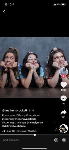 three girls are posing for the camera with their hands on their faces and one girl has her eyes closed