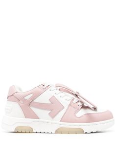 pink/white calf leather signature Arrows motif signature Zip Tie tag front lace-up fastening round toe flat rubber sole Due to the dyeing process used, this product must not come into contact with water. Off White Pink Sneakers, Pink Off White Shoes, Orange Nike Shoes, Highlights Pink, Off White Out Of Office, Castaner Espadrilles, Office Sneakers, Off White Sneakers, Zanotti Sneakers