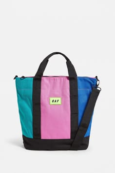 Cheap Playful Tote Shoulder Bag, Trendy Colorful Tote Bag, Playful Shopping Tote Shoulder Bag, Urban Outfitters Tote Shoulder Bag For Daily Use, Trendy Urban Outfitters Tote Bag, Urban Bags, Ropa Upcycling, Multifunction Bag, Color Block Tote