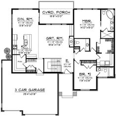 the first floor plan for this house shows the garage and living quarters, as well as two