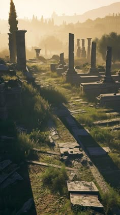 an old cemetery in the middle of a field