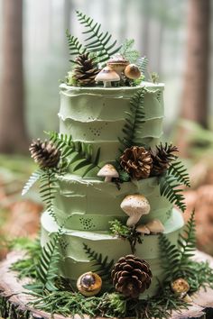 51+ Rustic Wedding Cake Ideas for a Cozy Celebration Woodsy Cake, Rustic Wedding Cake Ideas, Enchanted Forest Wedding Cake, Forest Wedding Cake, Enchanted Forest Centerpieces, Wedding Cake Layers, Wedding Cake Forest, Rustic Wedding Cakes, Barn Wedding Cakes