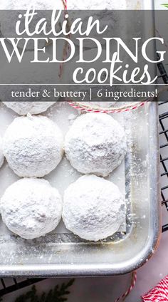 Powdered sugared Italian Wedding Cookies on a sheet pan. Italian Wedding Cookies Recipe, Cookie Exchange Cookies, Snow Ball Cookies, Sugar Christmas Cookies, Christmas Cookies Ideas, Wedding Cookies Recipe, Ball Cookies, Italian Wedding Cookies, Holiday Baking Recipes