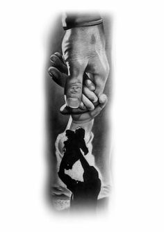 a black and white photo of two hands holding each other's fingers, with the silhouette