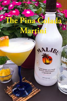 the pina colada martini is ready to be served at your next party or gathering