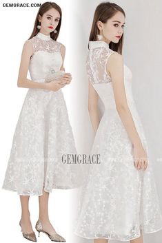 10% off now|Free shipping world-wide. Elegant White Lace Party Dress Tea Length Sleeveless at GemGrace. Click to learn our pro custom-made service for wedding dress, formal dress. View for more ideas. Sleeveless Evening Dress For Banquet Party Season, Sleeveless Evening Dress For Wedding Party, Sleeveless Evening Dress For Wedding Party Season, Sleeveless Fit And Flare Prom Midi Dress, Fitted Sleeveless Banquet Dress, Spring Wedding Sleeveless Dress With Fitted Bodice, Fitted Sleeveless Dress For Banquet, Wedding Sleeveless Dress For Party Season, Sleeveless Dress For Wedding And Party Season