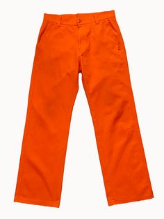 Orange is the new orange. For that convict lifestyle everyone's after. But seriously, these orange pants are power! Great fit. Great feel. Great find! The man who is actually not a convict modeling these pants is wearing a size 33 x 32 and he is 6 feet tall and weighs about 185 pounds when he's committed to P90X. Look at those arms. 100% cotton. Complete the look: orange v-neck t-shirt orange belt orange socks Orange Relaxed Fit Pants With Pockets, Relaxed Fit Orange Pants With Pockets, Orange Relaxed Fit Cotton Pants, Orange Cotton Pants For Streetwear, Orange Relaxed Fit Straight Leg Bottoms, Casual Orange Straight Leg Pants, Orange Straight Leg Cotton Pants, Orange Cotton Straight Leg Pants, Orange Belt