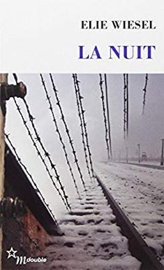 an image of a book cover with barbed wire on the top and bottom, which reads la nuit