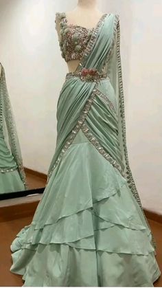 Fancy Lehenga Party Wear, Simple Lehenga Designs Classy, Nordic People, Marriage Clothes, Stitching Designs, Pleated Saree, Indian Bridesmaid Dresses, Indian Wedding Gowns