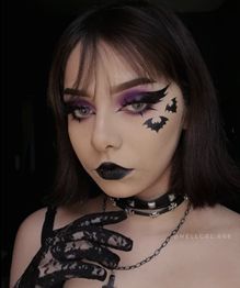 Halloween Makeup Black, Easy Halloween Makeup Looks, Vamp Makeup, Spider Web Makeup, Bat Makeup, Easy Halloween Makeup Ideas, Spider Makeup, Stitches Makeup, Bat Eyes