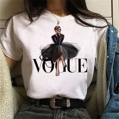 Lasaky - Printed Short-Sleeve Shirt Vogue Tshirt, Cartoon Clothing, Mode Kimono, Spring T Shirts, Short Pattern, Shirts Women Fashion, Hipster Outfits, Girls Graphic Tee, Creation Couture