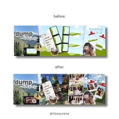 two horizontal banners with different pictures and words on the same page, one has an image of